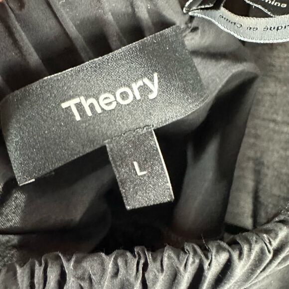 Theory Halter Tier Mini Tech Lawn Black Dress Size Large Minimalist - Picture 3 of 9